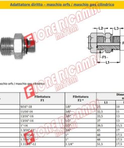 87681202 CONNETTORE IDRAULICO 9/16'' - 18 ORFS x 7/16'' - 20 ORB